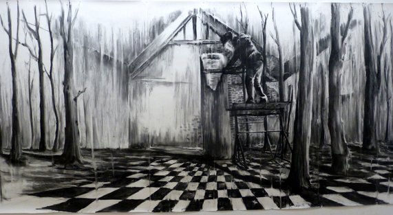 'forrest studio' (charcoal on paper 380cm x 150 cm)